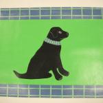 black lab, plaid border