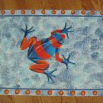 tree frog, faux blue bg